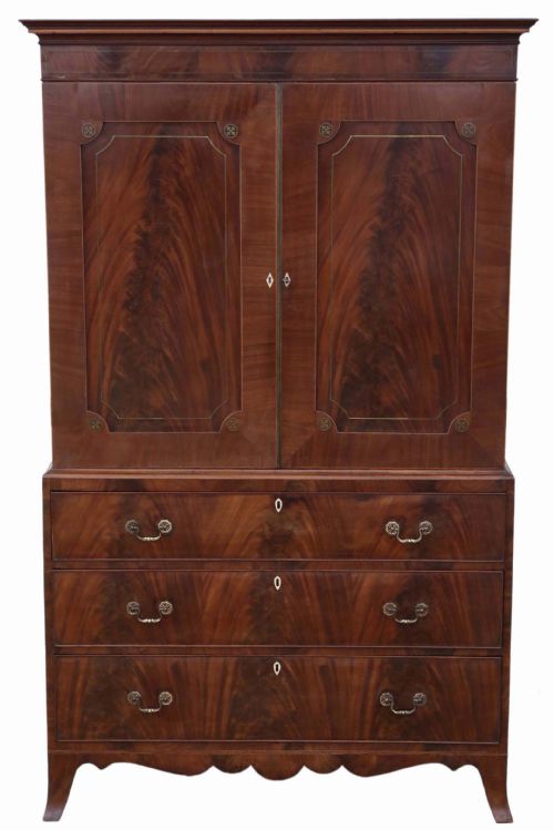 Georgian Mahogany Linen Press Wardrobe