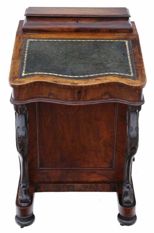 Victorian Figured Walnut Davenport Writing Table