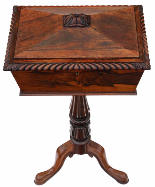 Regency Carved Rosewood Tea Ploy