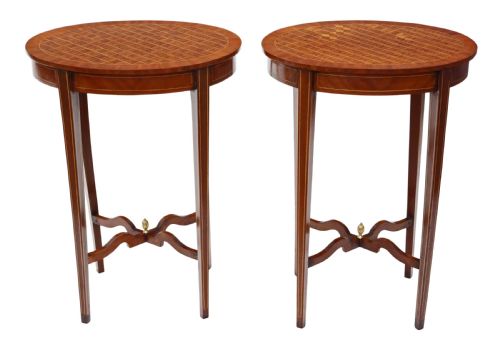 fig 1. Pair of Edwardian parquetry side tables