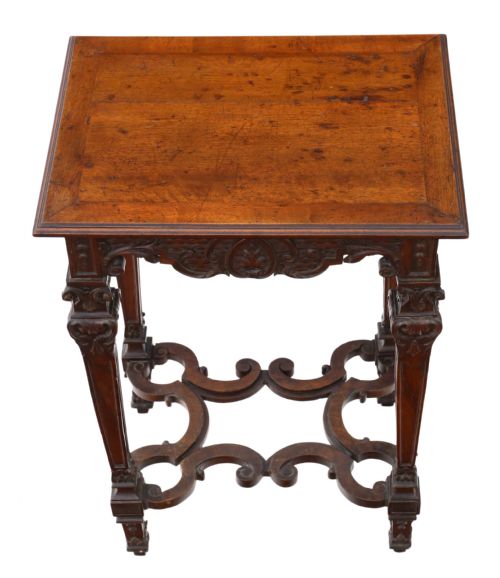 fig 1. Victorian Gothic carved walnut side table