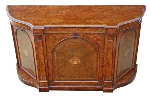 Victorian Inlaid Burr Walnut Credenza Sideboard