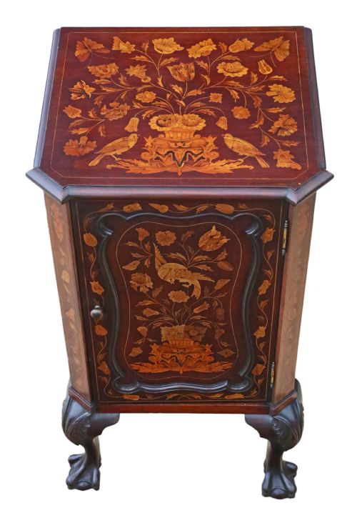 fig 1. Marquetry inlaid mahogany bedside table