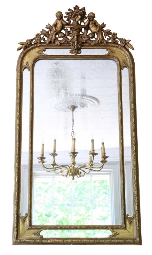Large Victorian Gilt Overmantle Wall Mirror