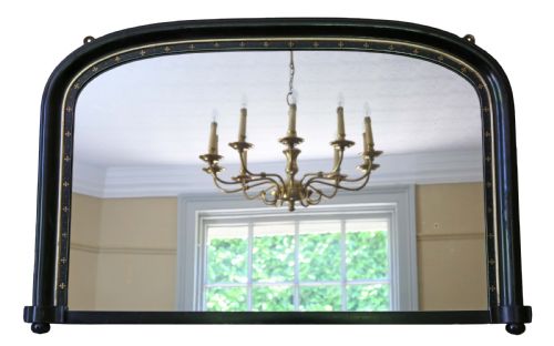 Victorian Black Lacquer Overmantle Wall Mirror