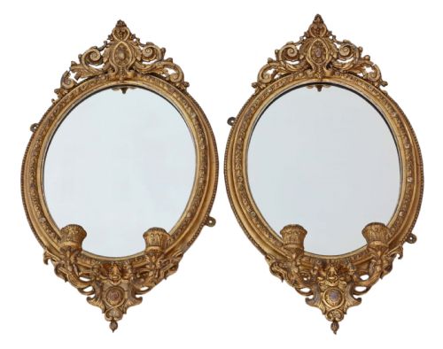 Pair Early 19th Century Gilt Girandole Wall Mirrors