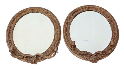 Pair 19th Century Victorian Gilt Girandole Wall Mirrors
