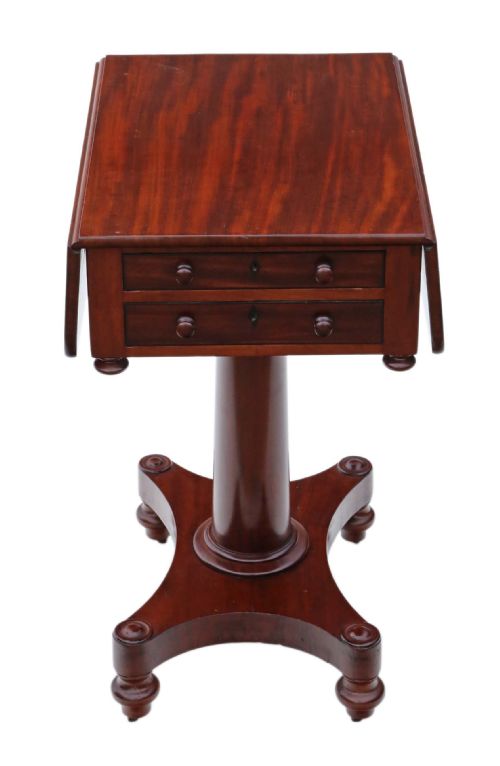 19th Century Two Drawer Mahogany Drop Leaf Work Table