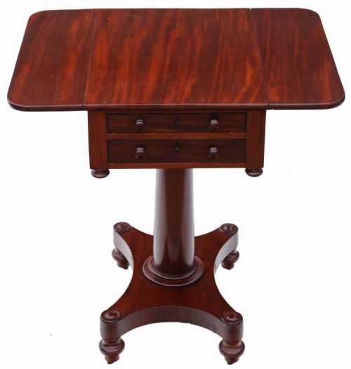 fig 1. 19th Century two drawer mahogany drop leaf work table