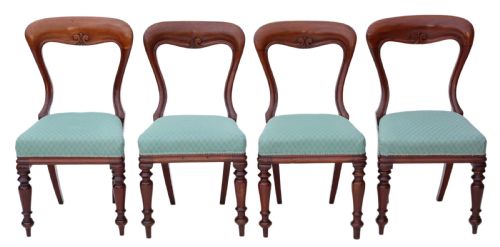 Set of 4 Victorian Mahogany Balloon Back Dining Chairs C1880