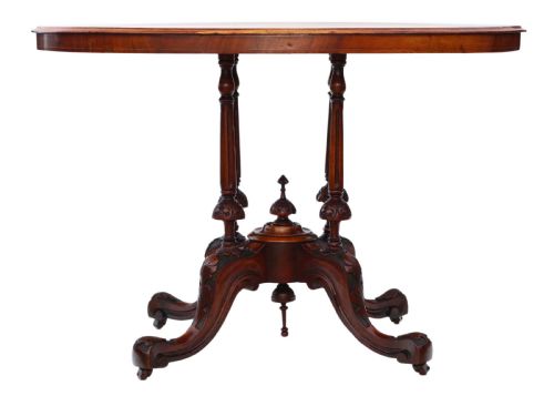 fig 1. Victorian inlaid figured walnut oval supper table
