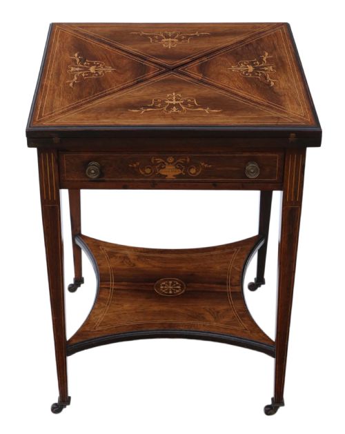 Victorian C1890 Inlaid Rosewood Games Table