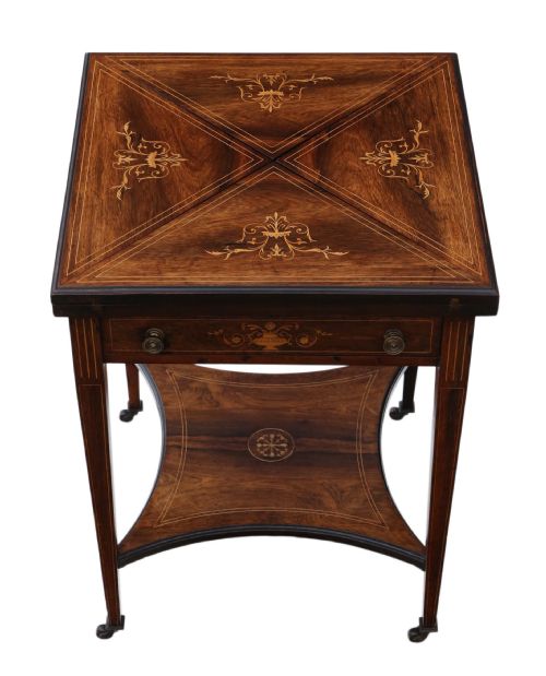 fig 1. Victorian C1890 inlaid rosewood games table