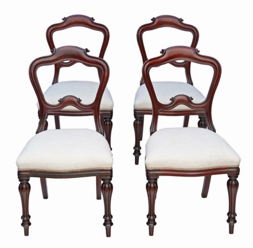 Set of 4 Early Victorian Mahogany Dining Chairs