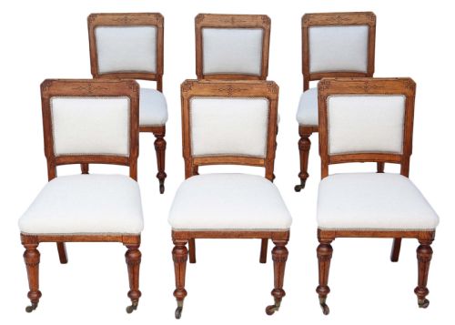 Set of 6 Victorian Aesthetic Oak Dining Chairs