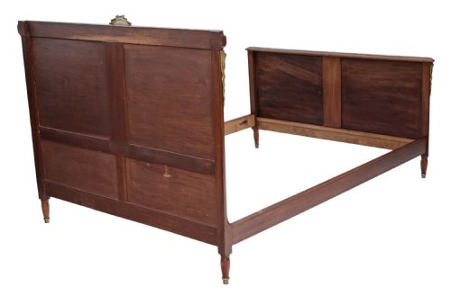 French Inlaid Mahogany Double Bed Surround