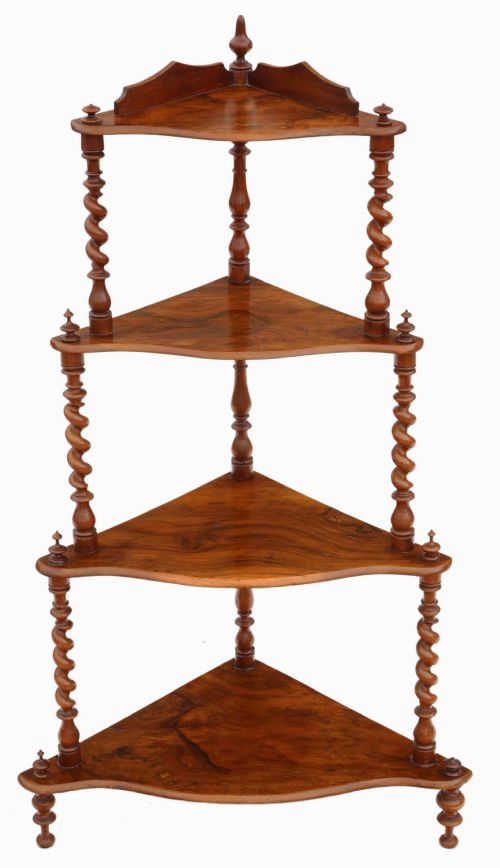 fig 1. Victorian figured walnut corner whatnot