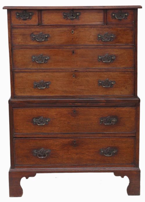 Georgian C1800 Tallboy Chest on Chest of Drawers