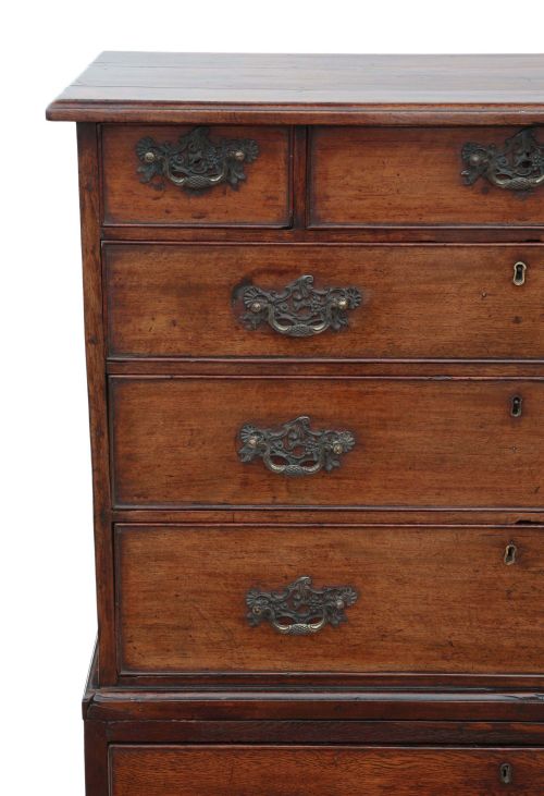 fig 1. Georgian C1800 tallboy chest on chest of drawers