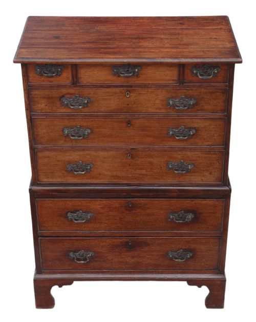 fig 3. Georgian C1800 tallboy chest on chest of drawers