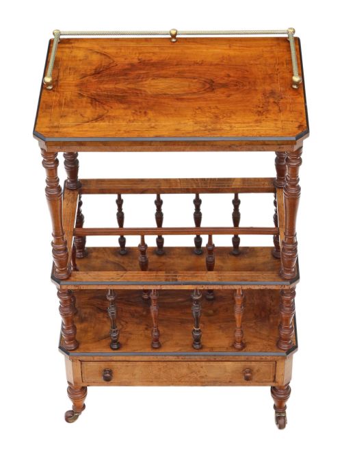 fig 1. Victorian Aesthetic C1880 inlaid mahogany Canterbury whatnot