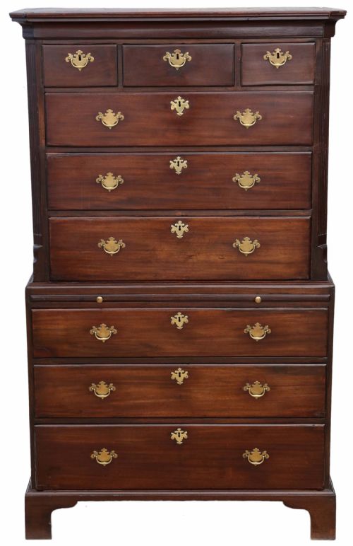 Georgian C1780 Tallboy Mahogany Chest on Chest of Drawers