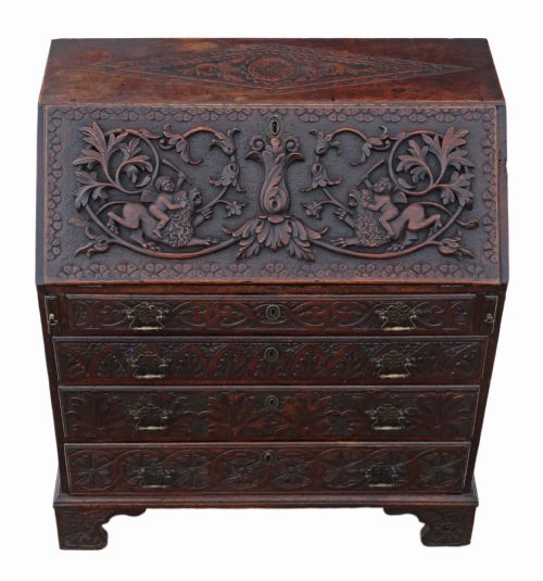 fig 1. Georgian C1800 carved oak bureau
