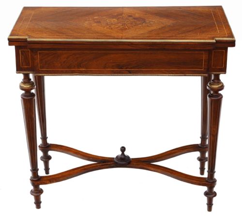 Rosewood Marquetry Folding Card Table