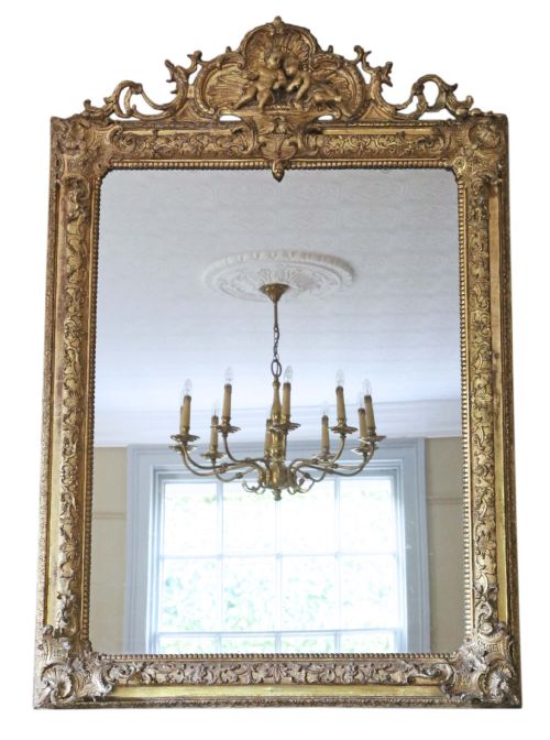 Victorian Large Gilt Overmantle Wall Mirror
