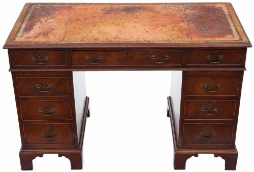 Edwardian Flame Mahogany Twin Pedestal Desk