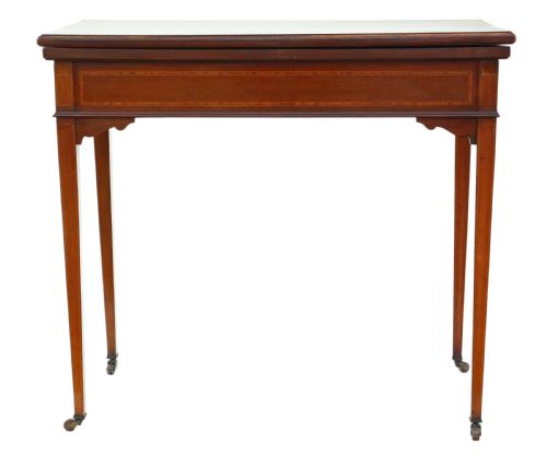 fig 1. Georgian revival C1910 inlaid mahogany folding card table