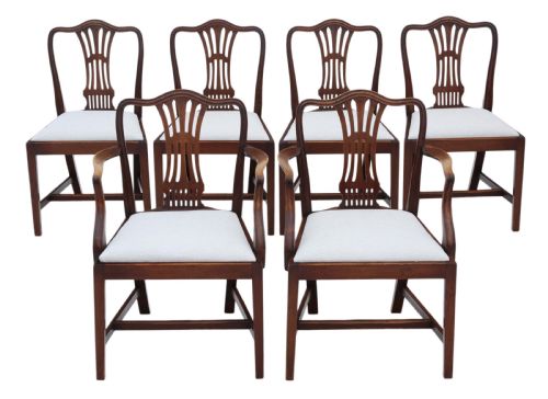 Set of 6 (4+2) Mahogany Dining Chairs
