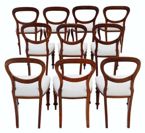 fig 1. Set of 10 Victorian mahogany balloon back dining chairs 