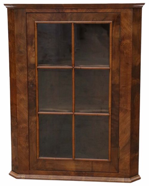 Georgian Walnut Glazed Corner Cupboard