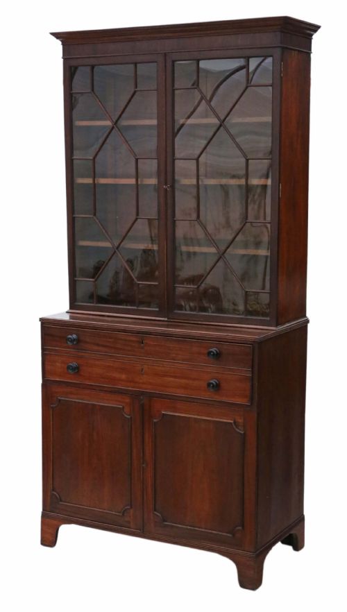Georgian Mahogany Secretaire Writing Bookcase