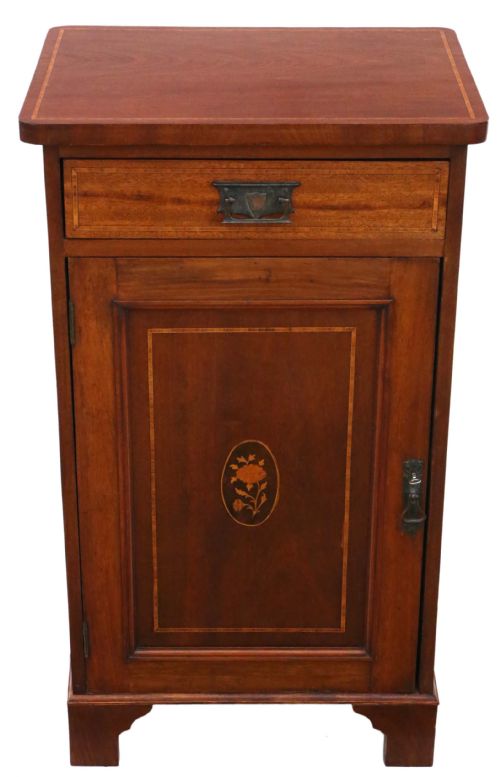 C1915 Inlaid Mahogany Pedestal Bedside Table