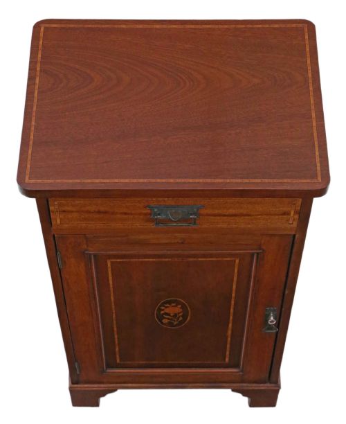 fig 1. C1915 inlaid mahogany pedestal bedside table