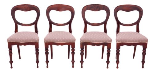 Set of 4 Victorian C1890 Mahogany Balloon Back Dining Chairs