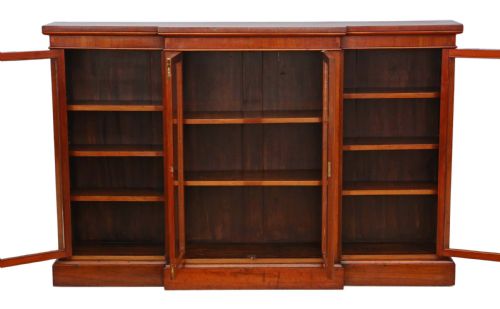 fig 2. Victorian C1890 red walnut breakfront glazed bookcase