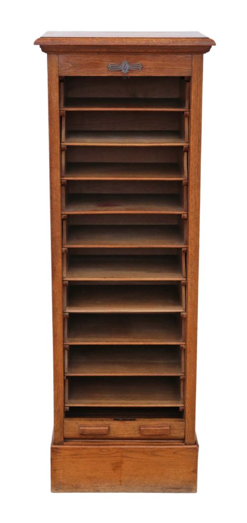 fig 1. Oak tambour fronted filing cabinet