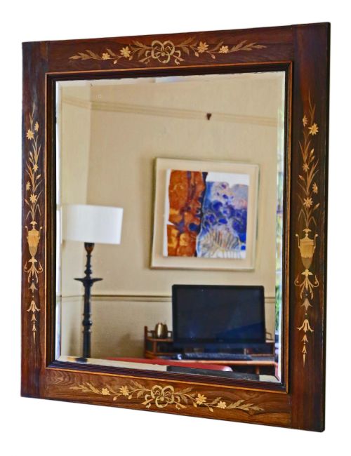 fig 1. Victorian inlaid rosewood overmantle or wall mirror