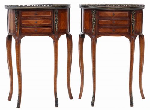 fig 1. Pair of French inlaid marquetry bedside tables