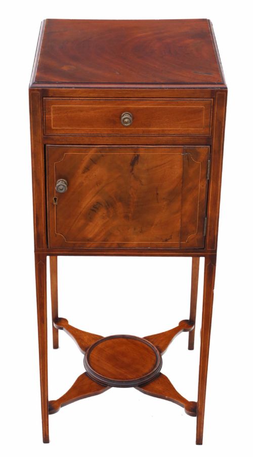 Georgian Inlaid Mahogany Bedside Table