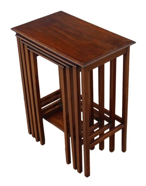 Edwardian Inlaid Mahogany Nest of 4 Side Tables