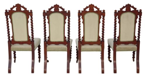 fig 1. Set of 4 Victorian mahogany twist high back dining chairs