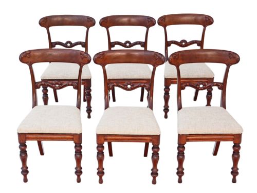 Set of 6 William IV Mahogany Rosewood Dining Chairs