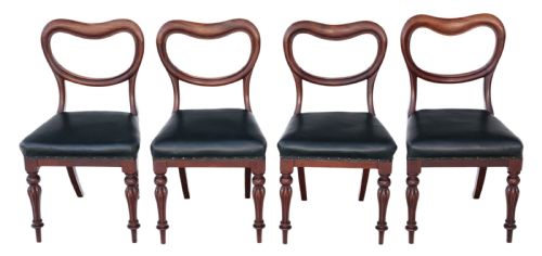 Set of 4 Victorian Mahogany Balloon Back Dining Chairs