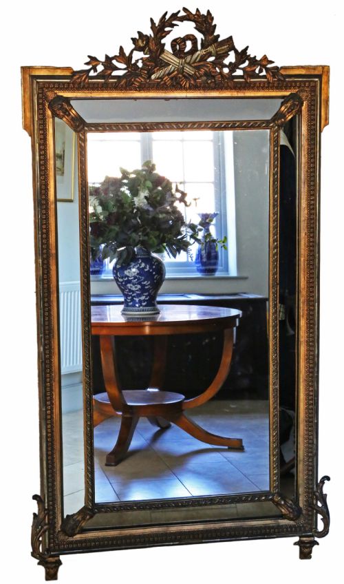 Antique Very Large Fine Quality 19th Century Gilt Wall Cushion Mirror