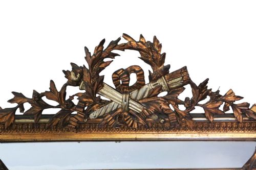 fig 1. Antique very large fine quality 19th Century gilt wall cushion mirror