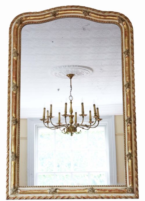 Antique Very Large Fine Quality 19th Century White / Gilt Overmantle Wall Mirror
